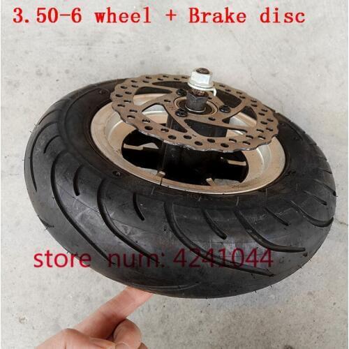 3.50-6 tubeless vacuum tyre and 6" alloy rims with Brake disc fits Folding electric scooter 10 inch electric scooter wheels