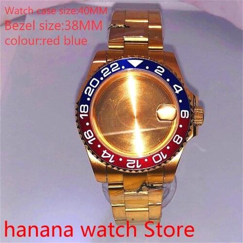 Bliger Suitable for Mingzhu automatic winding 40mm sapphire glass sealed back gold box series, with rotating green red blue