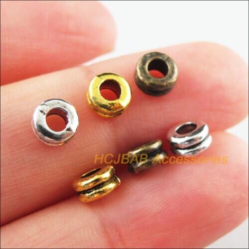 80Pcs Retro Tibetan Silver Antiqued Gold Bronze Tone Round Tube Spacer Beads Charms 6mm