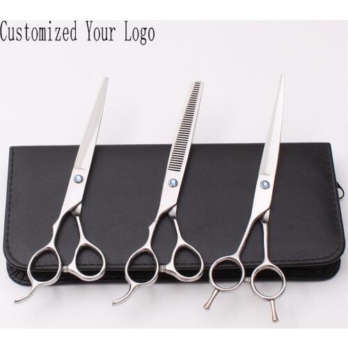 C3006 Left-Hand Suit 7" Customized Logo Stainless Animal Flur Clippers Cutting Shears Thinning Scissors Professional Pets Shears