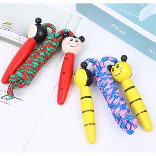 6 Color 2m Kids Jump Rope with Wood Handle Children Cartoon Skipping Ropes Exercise Gym Fitness Equipment