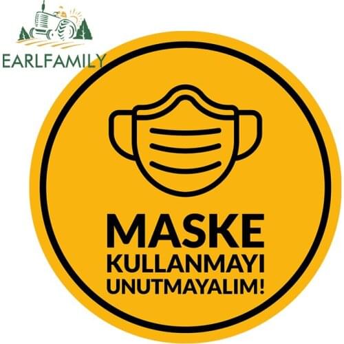 EARLFAMILY 13cm x 13cm for NO Face Mask No Entry Decal Funny Car Stickers Personality Surfboard Decal Refrigerator Decoration