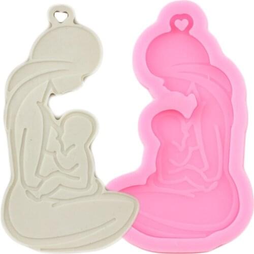 Glossy Breastfeeding Mother Baby Keychain Mold Jewelry Making Epoxy Resin Silicone Mould DIY Handmade Custom Eardrop Moulds