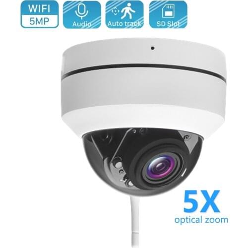 5MP Wifi Auto Tracking AI Humanoid Detection Outdoor Waterproof 5x Optical Zoom PTZ Audio Network Wireless CCTV IP Camera CamHi