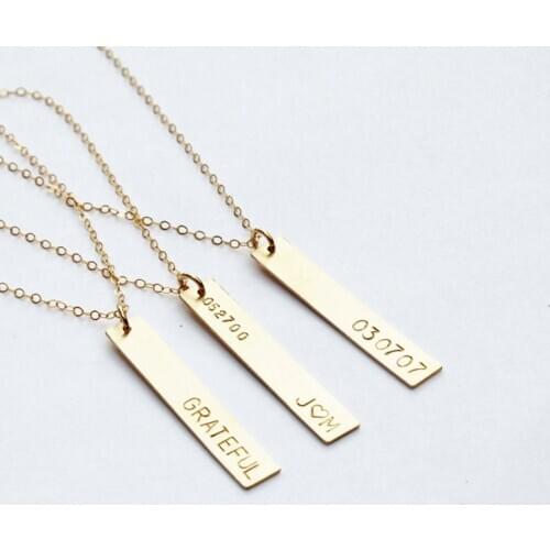 Lateefah Stainless Steel 1-3 Customized Name Pendant Necklace Personalized Long Bar Necklace Families Friends Gifts Fashion