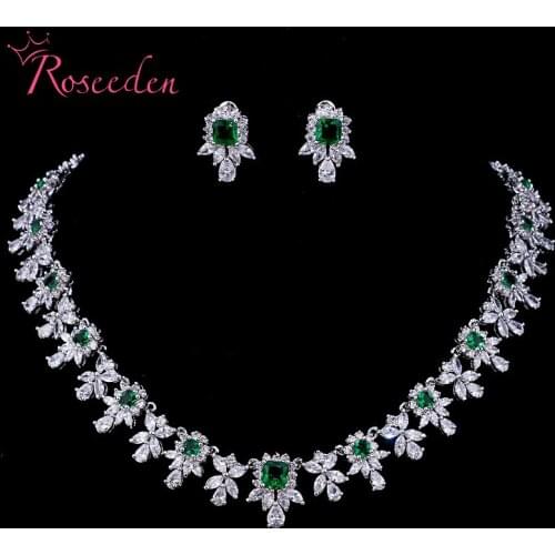 Hot Selling Cubic Zircon Jewelry Set Bridal Wedding Shining AAA CZ 2pcs Necklace Set Jewelry RE4296