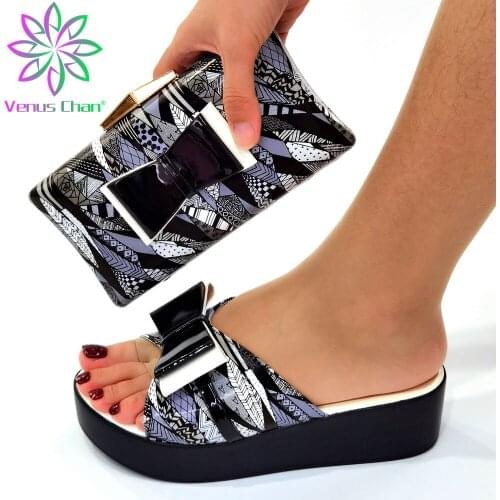 2021 Super High Heels Nigerian Shoes With Matching Bags Set Italian Womens Party Shoes and Bag Sets Black Color with Crystal
