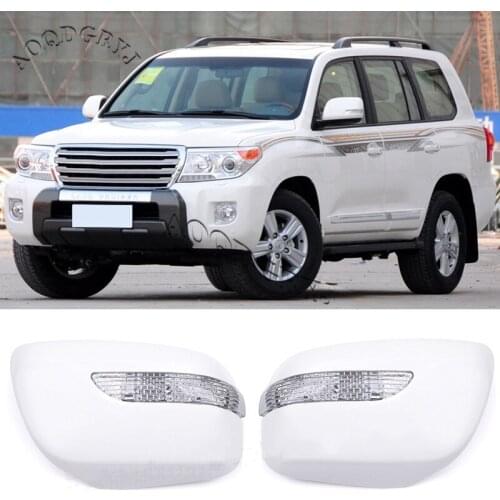 2pcs Pearl White Rearview Mirror Housing W/ Turn Signal replace For Toyota Land Cruiser 2008-2015 Car Accessories