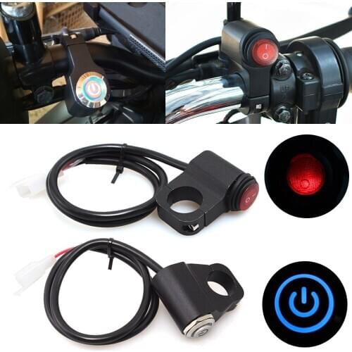 Handlebar Mount 7/8" 22mm ON OFF Switch Hand Control Headlight Hazard Warning Brake Power LED Indicator Light For Universal