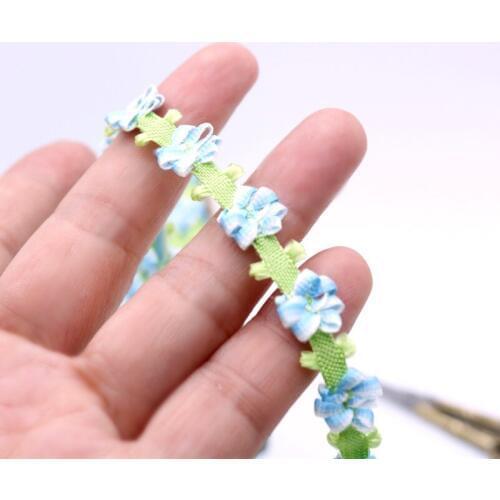1Yards Latest Lace Fabric Applique Blue and Green Flower Lace Trim Guipure Laces Collar Trims Sewing Trimmings Accessories P009