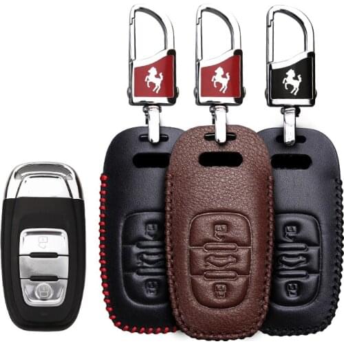 KUKAKEY Leather Car Key Case Fob Cover For Audi B6 B7 B8 A4 A5 A6 A7 A8 Q5 Q7 R8 TT S5 S6 S7 S8 SQ5 RS5 Smart Protected Bag