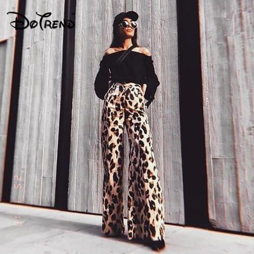Leopard Print Sexy Wide Leg Pants Women High Waist Loose Pants Long Casual Party Trousers Women Streetwear Full Pants