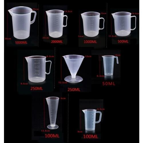 Plastic 50/100/250/1000/2000/5000ML Clear Graduated Measuring Cup For Baking Beaker Liquid Measure Cup Container