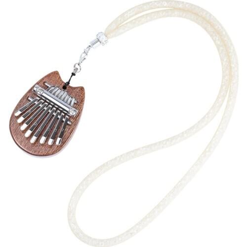 8 Keys Mini Kalimba Wood Thumb Piano Finger Piano with Lanyard Musical Instrument for Kids and Adults Beginners