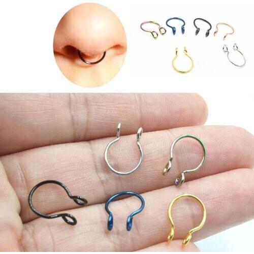 Fashion Fake Nose Ring Faux Septum Ear Cartilage Fake Piercing Nostril For Men And Women Body Piercing Jewelry Fake Nose Ring