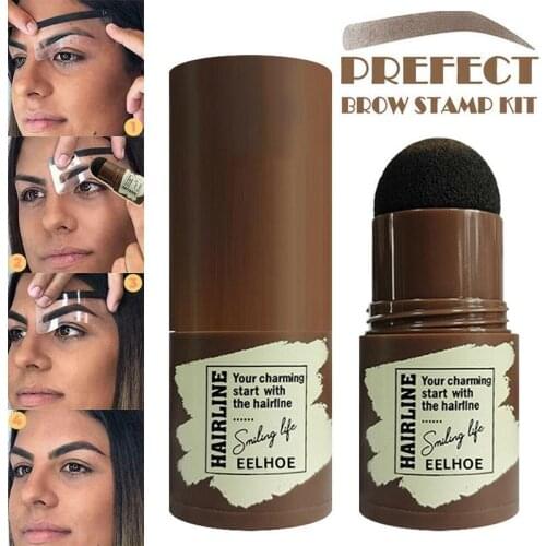 One Step Eyebrow Stamp Shaping Kit Professional Eye Brow Gel Stamp Makeup Kit with 10 Reusable Eyebr