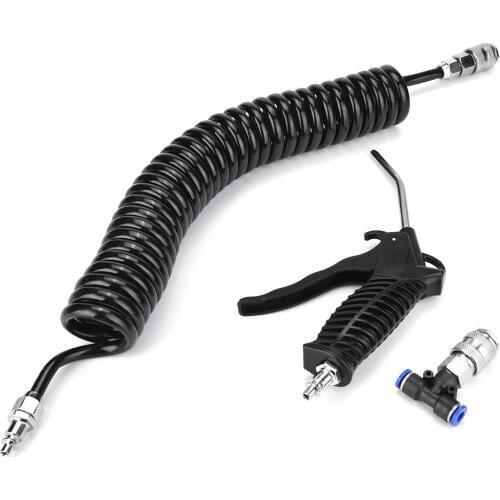 Air Duster Blow Gun Air Duster Gun Pneumatic Wind Blowing Kit Set with EU Connector + PU Hose Black