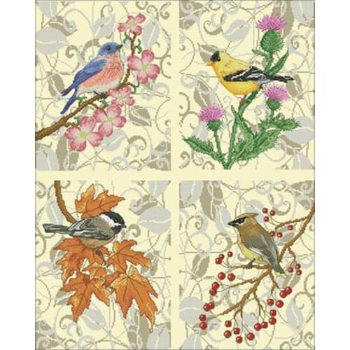 Four Seasons Bird patterns Counted Cross Stitch 11CT 14CT 18CT DIY Chinese Cross Stitch Kits Embroidery Needlework Sets