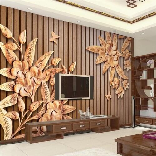 Beibehang customWood carving flowers wood grain mural wallpapers bedroom room decoration papel de parede wall papers home decor