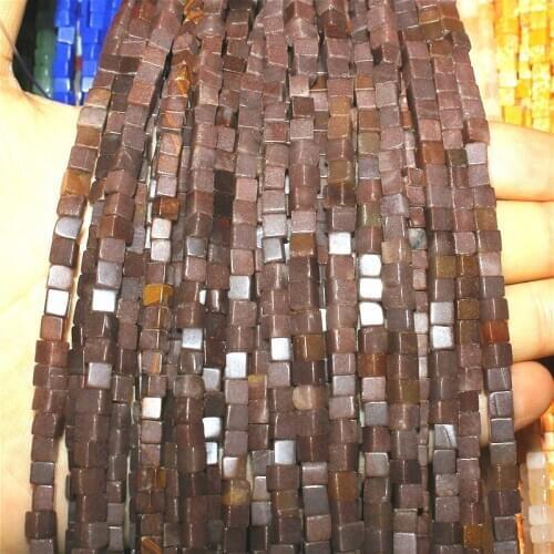 Natural Stone Topaz Malachite Color Loose Beads 4*4mm Square Beaded for Women Jewelry Making DIY Bracelet Necklace Accessories