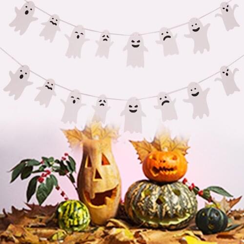 2021 Newest Ghost Shaped Halloween Banner Lovely Garland DIY Trick Or Treat Party Decor Boo Home Gift Dropshipping