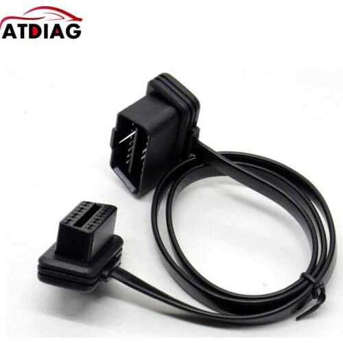 Flat+Thin As Noodle OBDII OBD 2 OBD2 16 Pin ELM327 Male To Dual Female Y Splitter Elbow Extension Connector Cable
