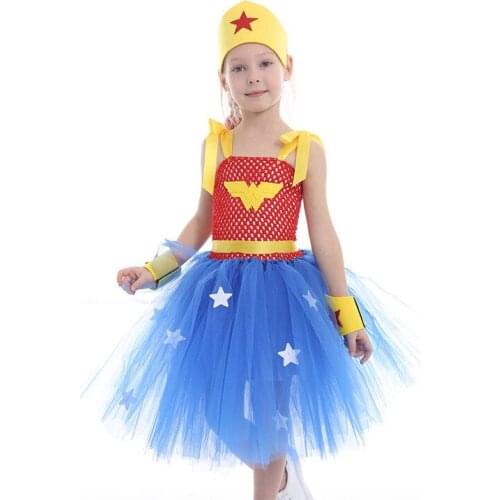 Selling Baby Girls Tutu Dress Hero Girl Princess Dresses Halloween Christmas Up Costume Tulle Girl Birthday Party Clothes 2-12 Y