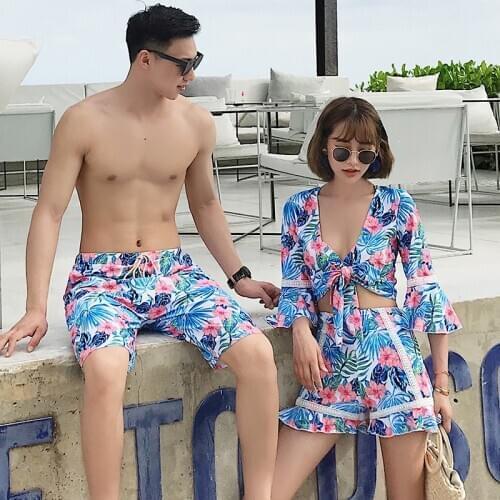 Stylish Couples Swimwear Sexy Strappy Bikini Set Thing Bandeau Stringing Swimsuit Beach Men Short Love Set