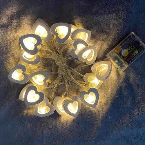 3M 20LEDs Battery Powered Wooden Heart Shaped LED String Light Romantic Valentines Days Confession Wedding Party Lamp Decor