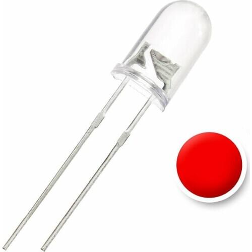 5MM Red Water Clear Lens LED Diode - Pack of 50