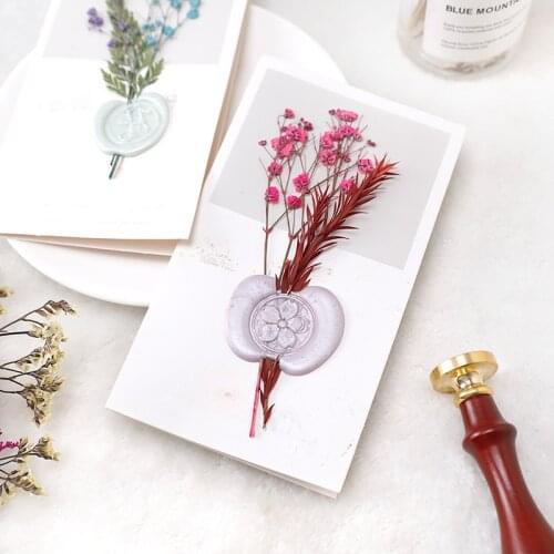 Wax Seal Stamp Envelope Decoration Dried Flowers Beautiful Greeting Card Flowers DIY Invitation Card Seal Accessories