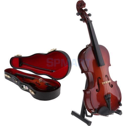 1/6 Scale Wooden Violin Model Action Figures Dollhouse Accessory Miniature Musical Instrument for Home Office Decor