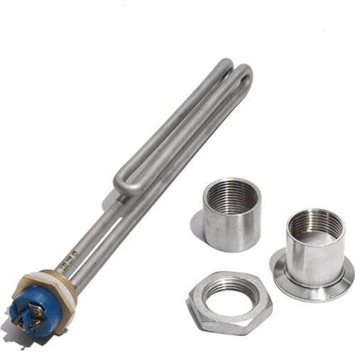 1 Inch/DN25 Thread 201SUS Foldback Screw In Type Water Heater Element 1KW/2KW/3KW/4KW/6KW Electric Heating Tube with Accessories