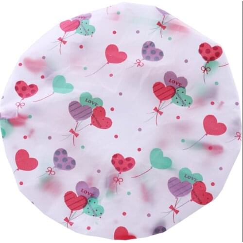 1PC Cartoon Cute Strawberry Waterproof Shower Cap Thicken Bath Hat Bathing Cap For Women Anti Oil Hat Elastic Band Caps Bathroom