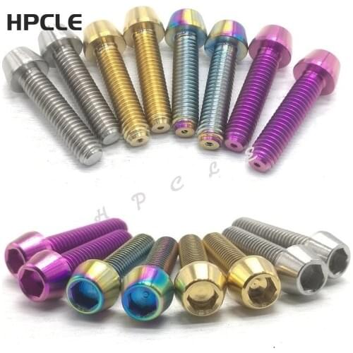 10pcs Titanium M8x16/20/25/30/35/40mm Allen Key Taper Head Bolt Screw for Bicycle Stem Seatpost Parts GR5