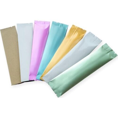 100pcs Various Sizes Matte White Golden Aluminum Foil Ziplock Flat Powder Storage Bags Heat Seal Mylar Zip Bags Open Top Pouches