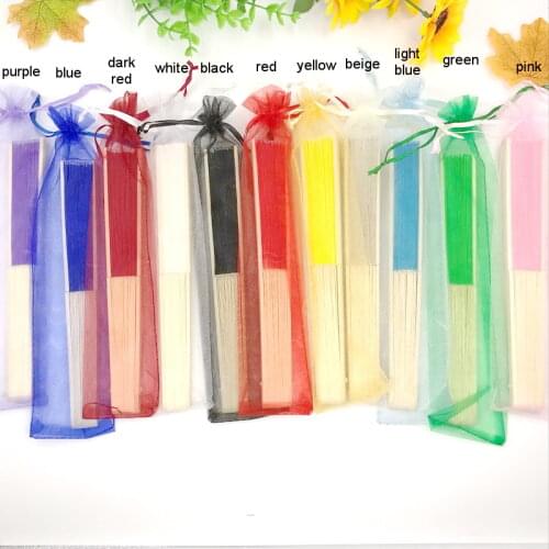 160PCS Personalized Wedding Favors Portable Folding Fan with Organza Bag Custom Printing Hand Fan Outdoor Party Decoration Gift