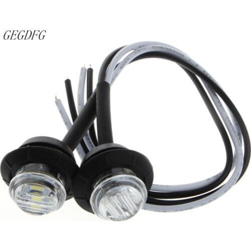 2X Mini White 3/4" Round Side 3 LED Marker Trailer Car Bullet Light Waterproof