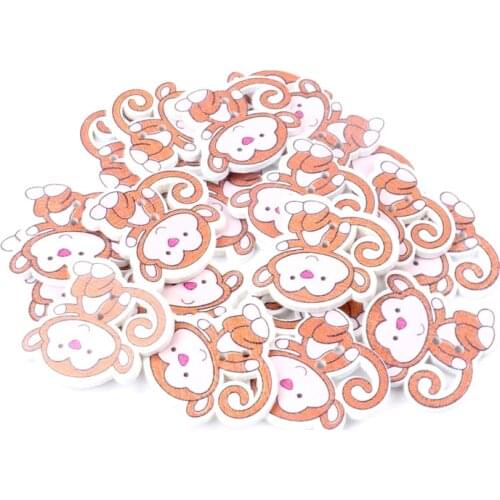 20pcs 29x33mm 2 Holes Mixed Cartoon Monkey Wooden buttons For handmake Scrapbooking Crafts