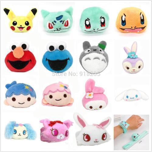 20/Lot Totoro Sesame Street Elmo Cookie Monster Rubbit Stuffed Slap Bracelet Wristband Hairband Xmas Toys
