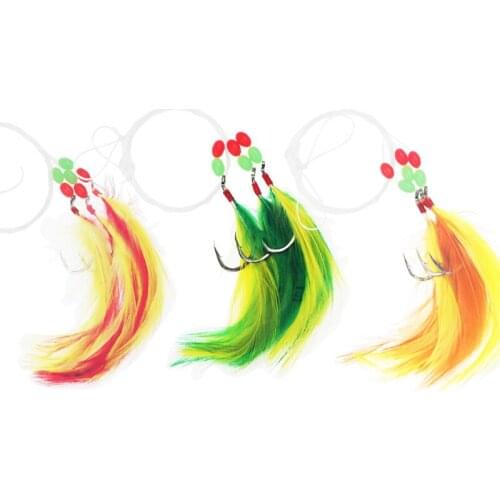 3pcs/Set Carbon Steel Mackerel Feathers String Hook Hook Lure Sea Fishing Luminous Fishing Sabiki Hook Treble Bait Fishing Hook