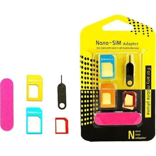 5in1 5 in 1 Nano Micro Standard Sim Card Adapter Kit Converter With Sander Bar Tray Open Needle in Retail Box For iPhone 300set