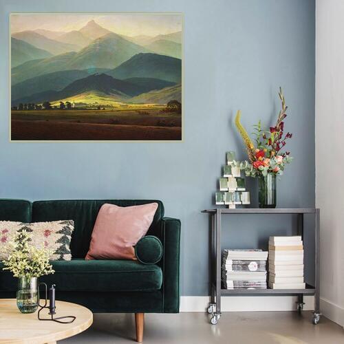 Citon Caspar David Friedrich《Giant Mountains》Canvas Oil Painting landscape Artwork Poster Painting Wall Decor Home Decoration
