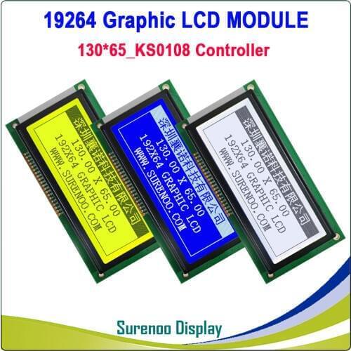 130X65MM Graphic Matrix Blue LCD Module Display Screen 19264 build-in KS0108 Controller with LED Backlight