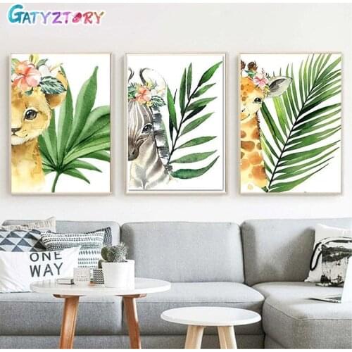 GATYZTORY Animals Painting By Numbers For Adults DIY Kits HandPainted On Canvas With Framed Coloring By Number Oil Picture Drawi