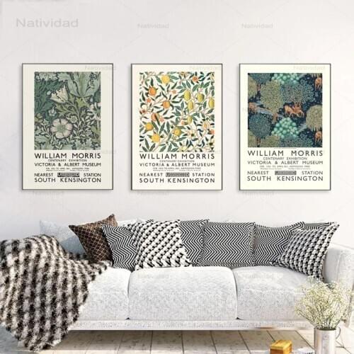 Frameless Canvas Painting William Morris Abstract Wall Art Pictures The Victoria and Albert Museum Exhibition Poster and Print