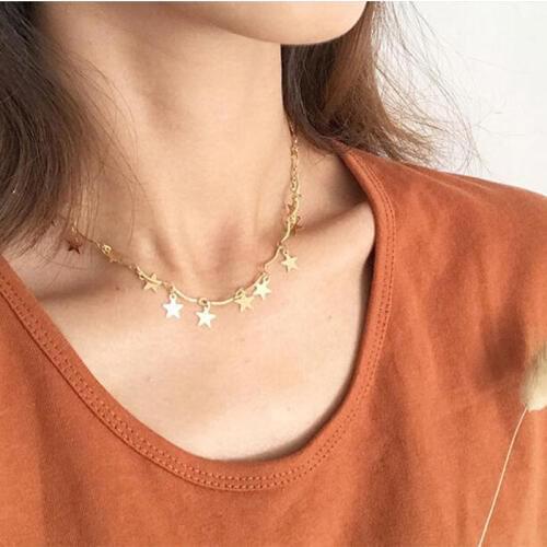 KEJIALAI Women Gold Star Necklace Pendant Fashion Clavicle Chain Personality Simple Fashion Womens Chains Necklaces N3710