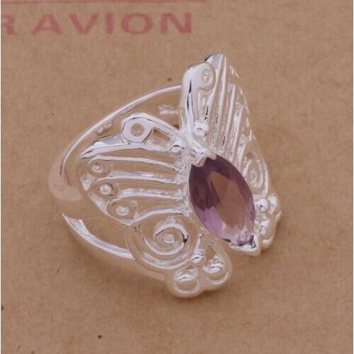 925 Sterling Silver Ring Fashion Jewerly Ring Women&Men butterfly inlaid Light red stone /dwhamnoa fmdaodka AR150