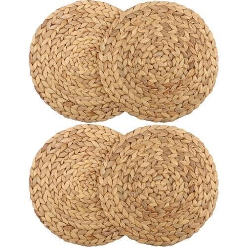 1/4pcs 30cm Round Woven Placemats Tableware Pad Placemat Table Heat Insulation Mat for Dining Table Home Straw Braided Placemat