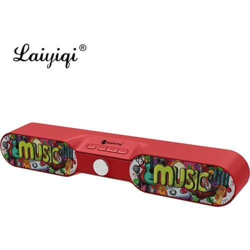 Laiyiqi Graffiti knob 3D Stereo Bluetooth Wireless BT Speaker Soundbar Karaoke Radio FM TF USB MP3 Music Player home theater 10W